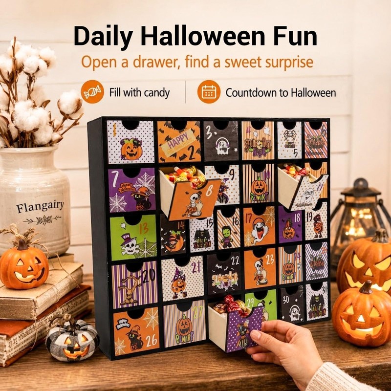 Halloween Empty Advent Calendar 2026 with 31 Drawers, Countdown