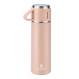 Stainless Steel Thermo 500ml/16.9oz Vacuum Insulated Bottle with Cup for Coffee Hot drink and Cold drink water flask.(Pink,Single)