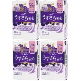 Whisper for Women, Water Absorption Care, 4.2 fl oz (120 cc), Safe Even When Many Times, Napkin Type Urine Care Pad, 16 Sheets, 10.6 inches (27 cm) (For High Amounts of Urinary More) x 4 Packs