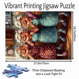 Old Friends Dating 1000 Piece Jigsaw Puzzles for Adults Happy Woman Wearing Apron Painting Jigsaw Puzzle Cooking Dinner 1000 Pieces Puzzles Game Modern Home Wall Decor DIY Craft Puzzle Art(Colorful)