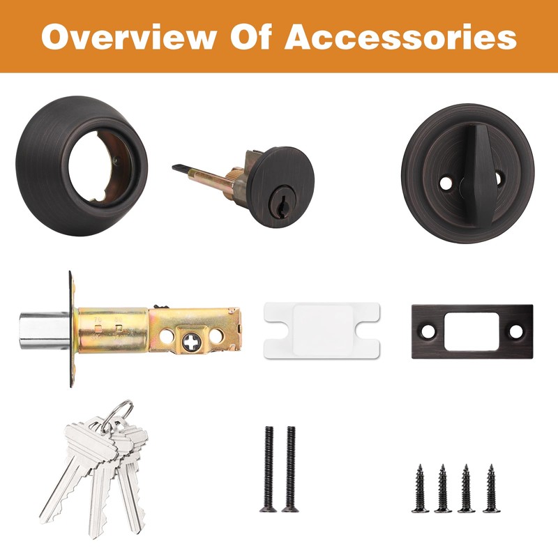 Probrico 4 Pack Oil Rubbed Bronze Single Cylinder Deadbolt Lock
