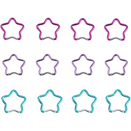Mosquetones de Aluminio en Forma de Estrella, 12 Piezas, Colores Rosa, Morado y Azul
