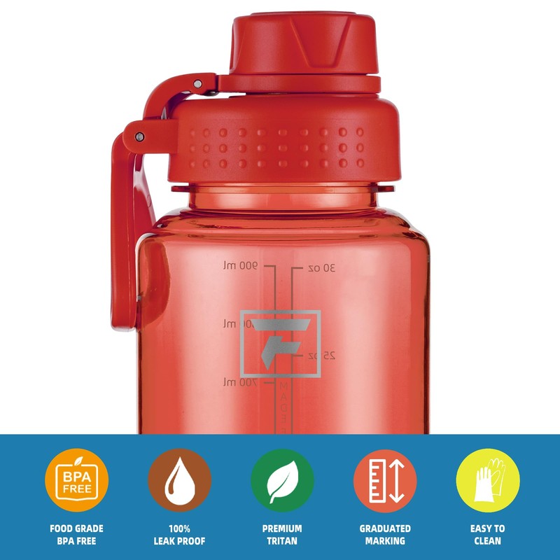Fanhaw 32 oz Clear BPA-Free Tritan Water Bottle with Fast-Flow