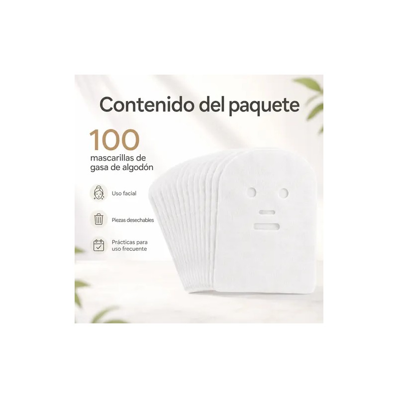 100pza Mascarilla Gasa De Algodón Para Faciales