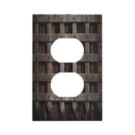 Mid Century Wood Castle Gate Greek Style 1 Gang Duplex Light Switch Cover Outlet Covers Decorative Wall Plate Receptacle Switchplate Electrical Faceplate for Bathroom Living Room Decor