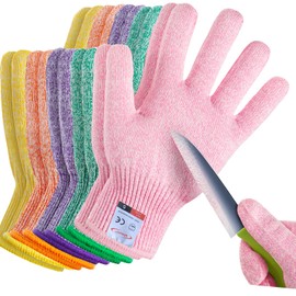 ohsuni Cutting Gloves, 5 Pairs of Cut Resistant Gloves Food Grade, Cut Resistant Gloves for Kitchen, Oyster Shucking, Fish Fillet Processing, Carving Wood and Gardening(Medium-Macaron)