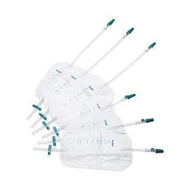 Urine Dranable Leg Bags 500ml, Short Tube with Lever Tap x 5 Bags - Includes Leg Bag Straps