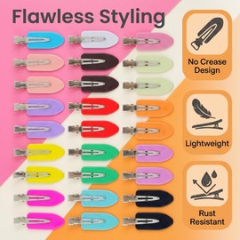 Creaseless Hair Clips for Makeup 40pcs No Crease Hair Clips No Bend Hairclip Styling Pins Non Dent Bang Tool for Makeup Hairpin for Women & Girls (Mutilcolor)