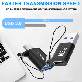 Oliveria USB C to USB Adapter 4 Pack, Type C to USB 3.0 Adapter, USB Type-C to USB, Thunderbolt 3 to USB Female OTG Adapter for Phone 15, MacBook Pro 2022/2021/2020, Galaxy and More