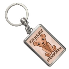 speecheese I Hate People Teddy Bear Key Ring Cute Bear with Contradictory Saying for Misanthropists Human-Hating Funny Pendant for Key Ring Gift in, multicoloured