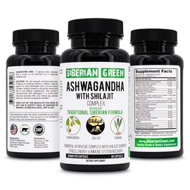 Siberian Green Ashwagandha with Altai Shilajit & Turmeric Ayurvedic Complex 60 Capsules