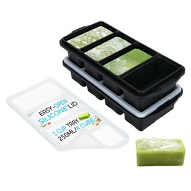 XOMOO Silicone Freezer Tray With Lid - Soup Freezer Container molds - Large Ice Cube Tray- makes 8 perfect 1 cup portions cubes, 2-Pack Freezer Storage Food Soups & Meal Prep - Oven & Dishwasher -Safe