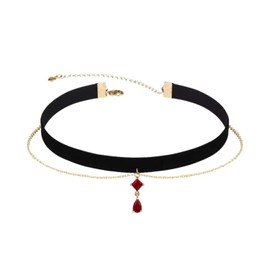 Fuqimanman2020 Gothic Black Velvet Red Pendant Choker Necklace for Women Lace Chokers Witch Bride Vampire Choker Necklace Aesthetic Jewelry