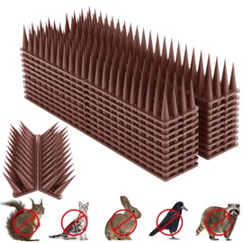 Bird Spikes, 20 Packs Bird Deterrent, Raccoon and Squirrel Deterrent, for Outdoor Repelling Birds and Reptiles, Squirrel Spikes for Fences and Roofs to Keep Birds Away（Brown）