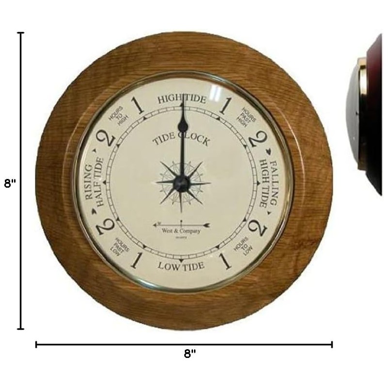 West & Company Solid Oak Tide Clock with Convex Glass