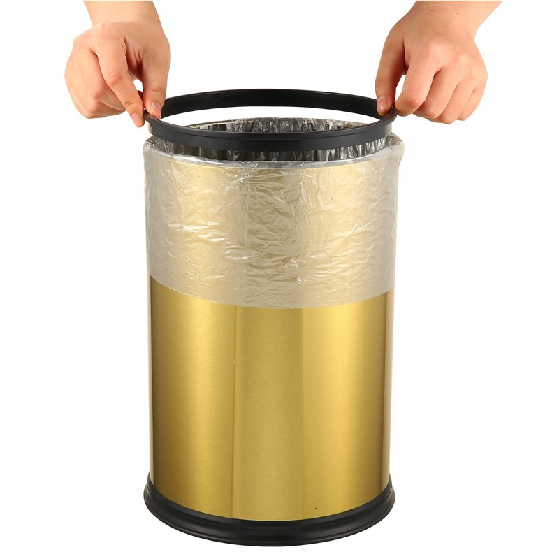 2.4 Gallon Brushed Gold Bathroom Trash Can with Swing Lid,Stainess