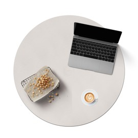 CENNBIE 30/24/20/18 Inches Round Table Mat - Cork Leather Placemats - Suitable as Side Dining Coffee Table Cover (Cream)