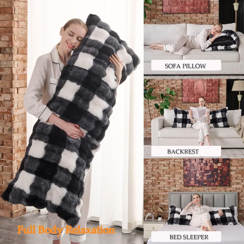 Cozy Plush Fluffy Body Pillow,Full Body Pillows for Adults,20X54 Inches
