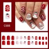 Christmas French Tip Press on Nails Short Square Fake Nails