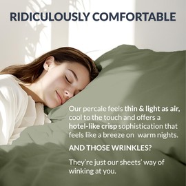 Sweave 100% Egyptian Cotton Percale Sheets Full Size - Genuine Luxurious 400 Thread Count - Naturally Crisp, Breathable, Skin-Friendly & Cooling - Softer After Each Wash - Oeko-TEX Certified Giza