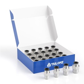 TAILONZ PNEUMATIC 1/4"OD Straight Push to Connect Fittings Pneumatic Fittings Kit 1/8",1/4",3/8",1/2"NPT Connector (20 pcs)
