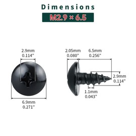 #4 x 1/4" Truss Head Wood Screws (100 pcs), 18-8 (304) Stainless Steel, Phillips Drive Truss Head Self Tapping Screws, Black Oxide Coated Sheet Metal Screws, Fayeploo (with Phillips Driver Bit)
