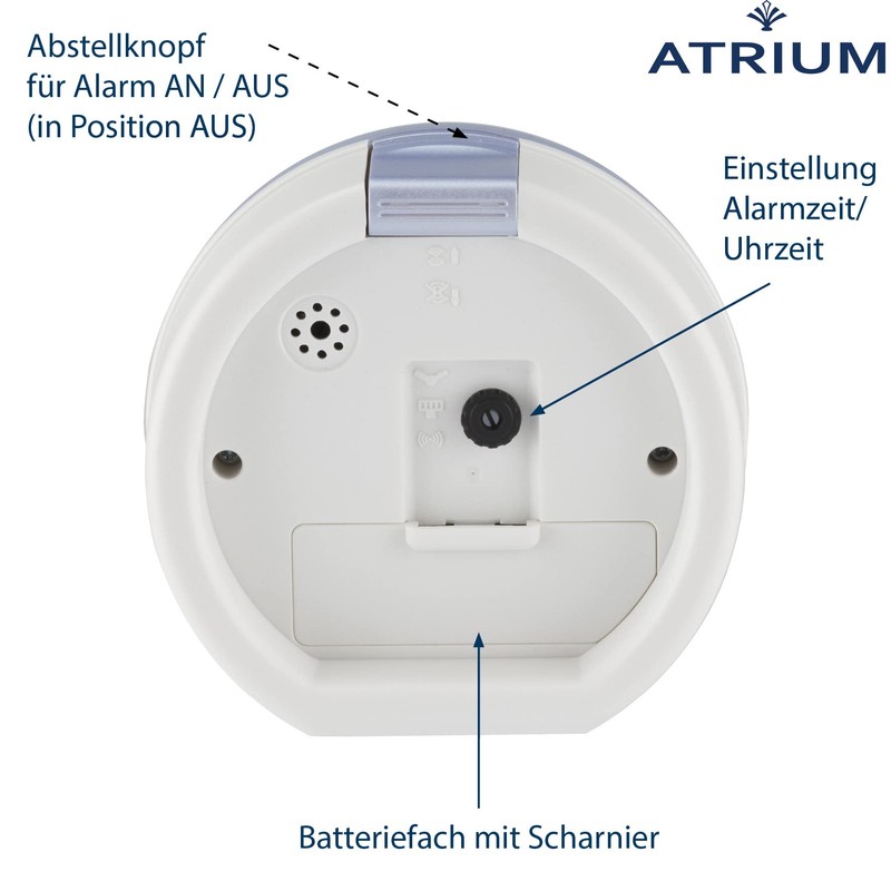 Atrium moderner Design Wecker Analog Quarz ohne Ticken mit Licht