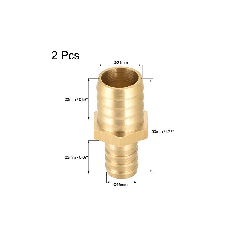 sourcing map Brass Reducer Barb Hose Connector Adapter 21 mm