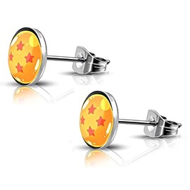 SIISPRI 316L Surgical Stainless Steel Anime Earring Round Circle Button Stud Post Earrings 10MM (silver)