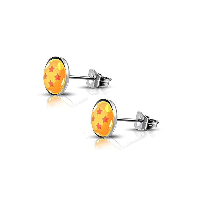 SIISPRI 316L Surgical Stainless Steel Anime Earring Round Circle Button