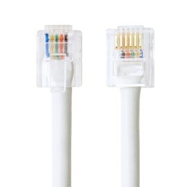 Miyoshi MCO Modular Cable, White, 6 Poles, 6 Poles, 4 Conductors, 6 Poles, 2 Conductors, Compatible with 3.3 ft (1 m), Phone Cord, Telephone Wire, Doorphone, Intercom, Home Phone, Business Phone, RJ11