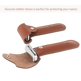 Estuche de piel de doble filo para maquinilla de afeitar – piel auténtica de doble filo de seguridad, perfecto para cualquier maquinilla de afeitar de seguridad. Mantiene tu cuchilla de afeitar y cuchilla de afeitar segura. Parte superior extra ancha par