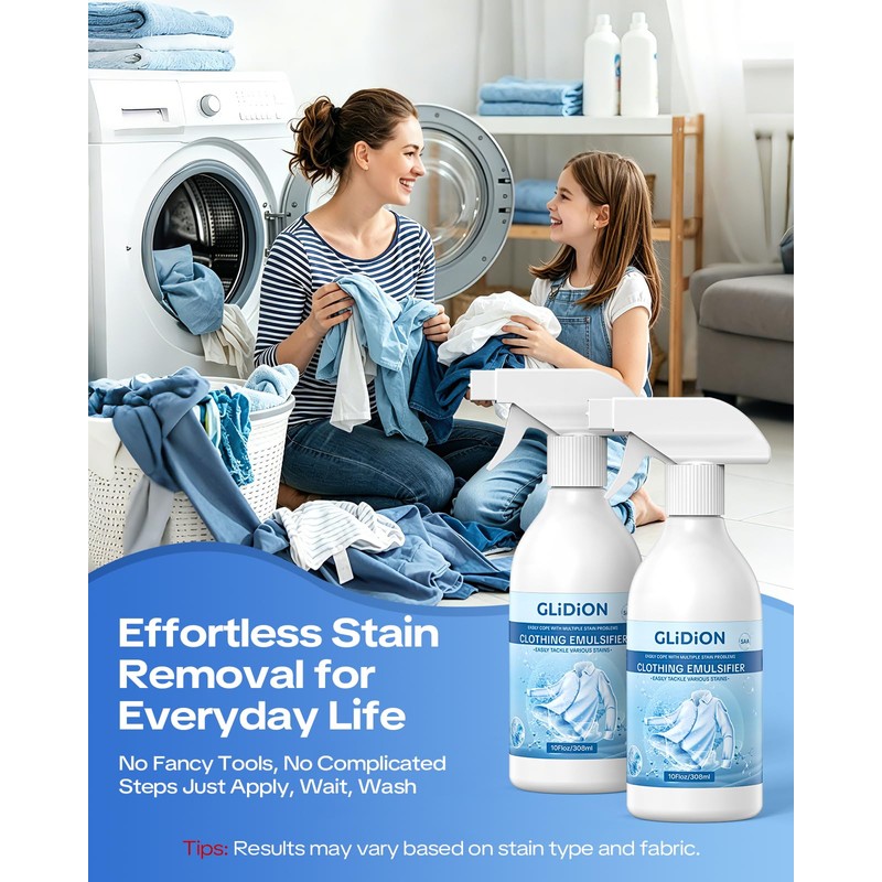 GLIDION Clothing Emulsifier Stain, Non-Ionic Laundry Pre-Treatment, Stain Remover for