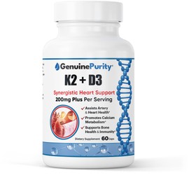 GenuinePurity - D3 K2 Vitamin Supplement with BioPerine - Supports Bone Strength, Calcium Utilization & Immune Health - Liposomal Encapsulated Formula for Enhanced Absorption