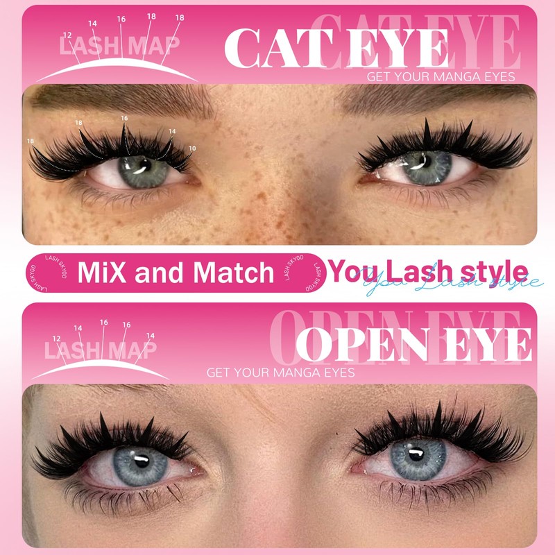 Lash Clusters Kit Eyelash Clusters 12‑18mm Long Volume Individual Lashes