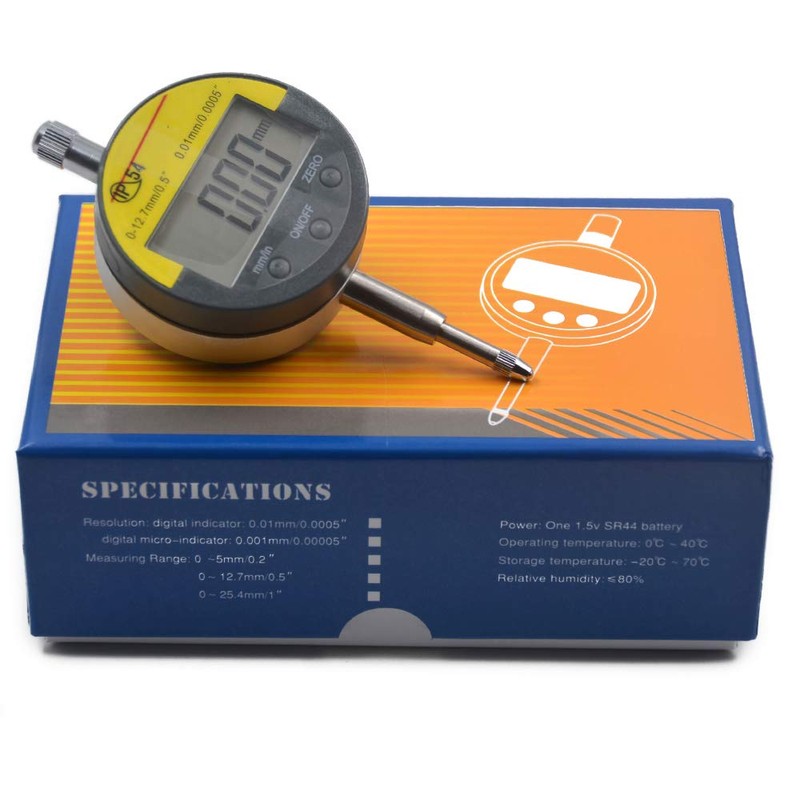 Oudtinx Digital Dial Indicator Electronic Dial Test Gauge 0.01mm/0.0005inch, 0-12.7mm，IP54