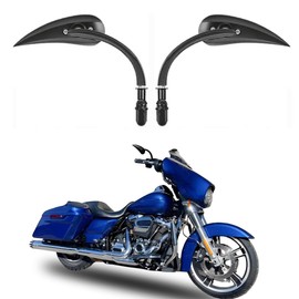 goodfitment - Motorcycle Mirror,10mm Motorbike Rear View Mirror Irregular Shape Compatible with Harley Street Glide Electra Glide Road King Softail Touring Sportster and More (Black)
