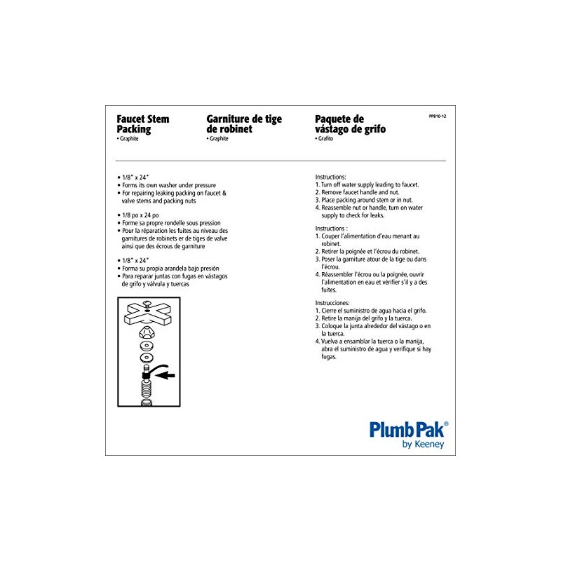 Plumb Pak PP810-12 Twist Faucet Stem Packing, 24 in L