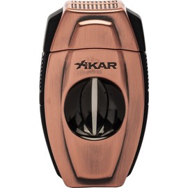 XIKAR Flip Dual Cigar Cutter - Versatile 64-Ring Gauge V-Cut & Straight Cut, Premium Stainless Steel Blades, Spring-Loaded Release, Built-in Cigar Rest, Textured Grip Cigar Snipper - Bronze