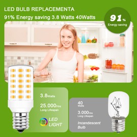 ZHENMING Refrigerator Bulb KEI D28X KEL 2816X KEI D28A KEL2811 Fridge Light Bulb E17 3.8w 100-265v 5304517886 Freezer Light Bulb LED Compatible with frig. idaire Warm White 3000K 1 Count
