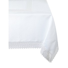 Violet Linen Treasure Lace Oblong/Rectangle Tablecloth, 70 in x 120 in, White
