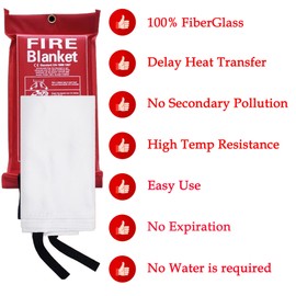 BW Wealthy Emergency Fire Blanket for Home and Kitchen - 40"x40" Fire Retardant Blankets for Emergencies, Fireproof Survival Blanket for Kitchen, Fireplace, Grill, BBQ, Camping, Car, Office - 4 Pack