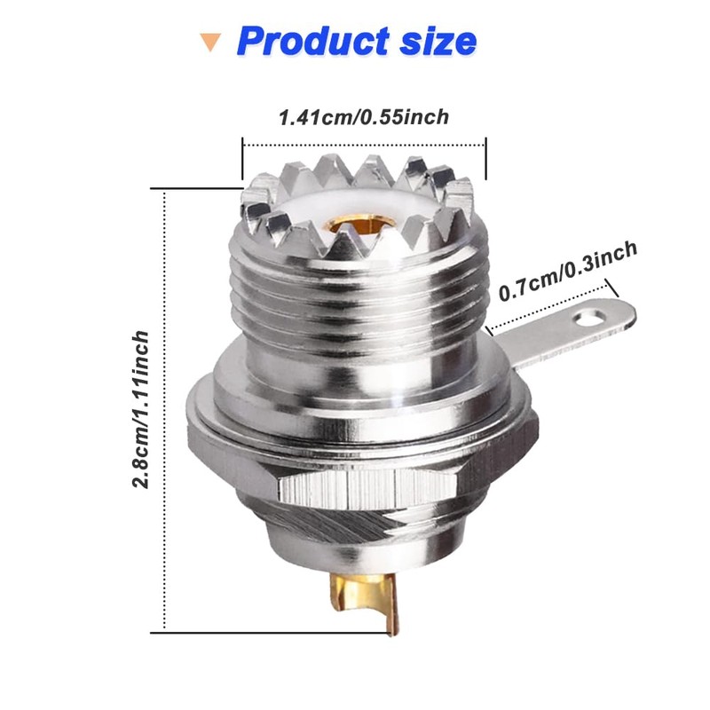 Xiatiaosann SO239 Bulkhead Plug, PL259 Female Nut Bulkhead Panel Mount