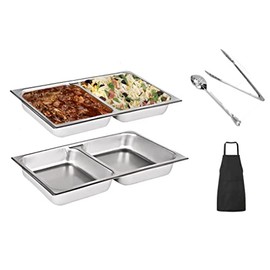 2 Pack ChefQ Full Size 2.5 Deep Inch Divider Food Pan Perfect Fit For a 8qt Chafing Dish - Anti-Jam Stainless Steel Steam Table/Sectional Hotel Pan