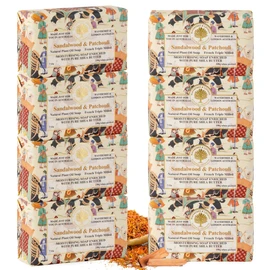 Wavertree & London Sandalwood & Patchouli Scented Natural Soap Bars (Pack of 8), 7oz Moisturizing French Triple Milled Soap Bars enriched with shea butter, Plant Based Safe for All Skin Types