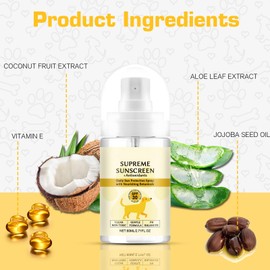 SPF 30 Dog Sunscreen Spray - Water-Resistant, UV Protection for Ears, Nose and Paws - Vitamin E Enriched, Broad Spectrum - Dog Camping Gear - Gentle Sunscreen for White Dogs