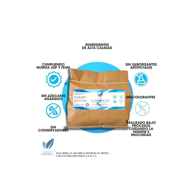 Cloruro de Magnesio Grado Alimenticio bulto con 5 kg SAISA