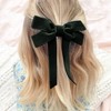 2PCS Velvet Hair Bows Green Hair Ribbon Clips Big Fall