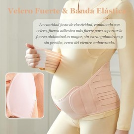 3-EN-1 Faja Embarazo Soporte Transpirable para para Espalda y Abdomen, Cinturón de Maternidad Ajustable, Faja para Embarazadas Protección, Sirve para Aliviar Los Dolores Pelvis, Lumbar y Espalda (Large)