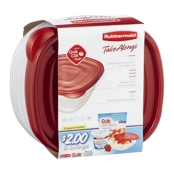 Rubbermaid 7F54RETCHIL 4 Piece Take Alongs™ Deep Square Containers